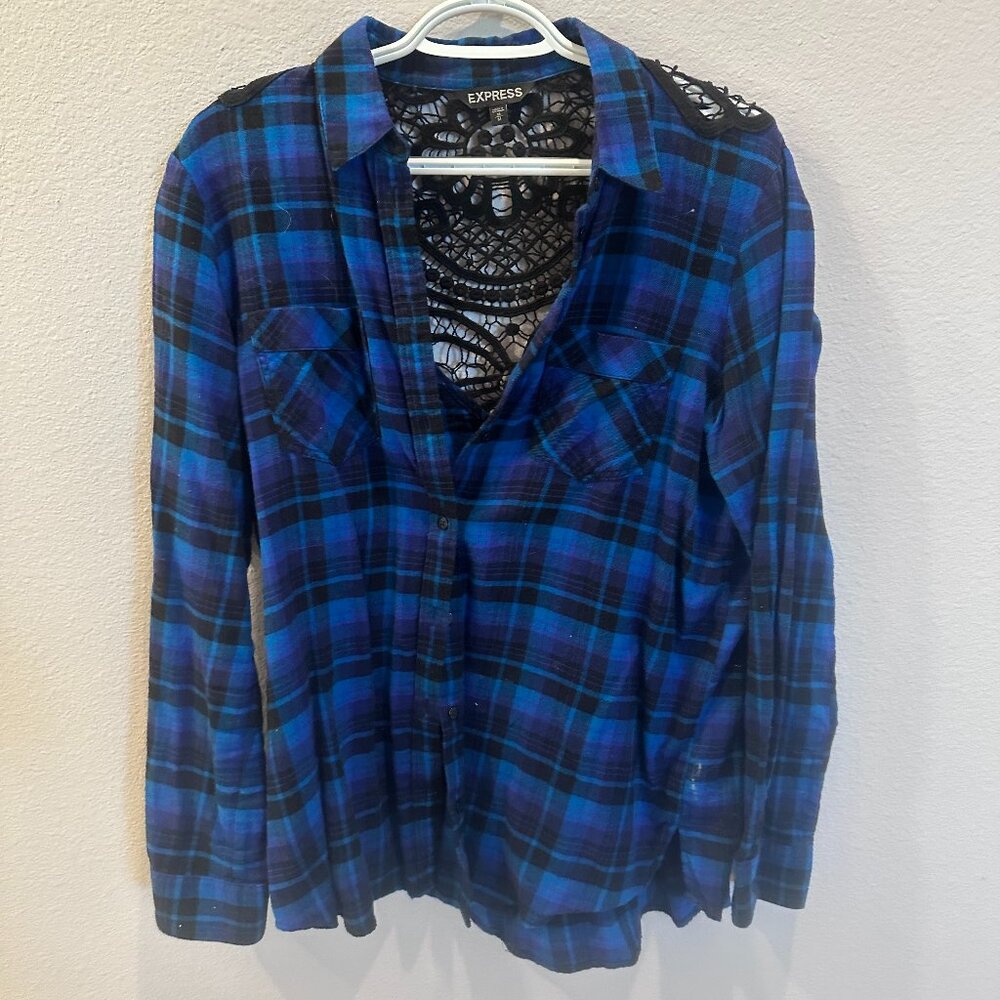 Express Open Back Button Up Flannel (M) - image 1